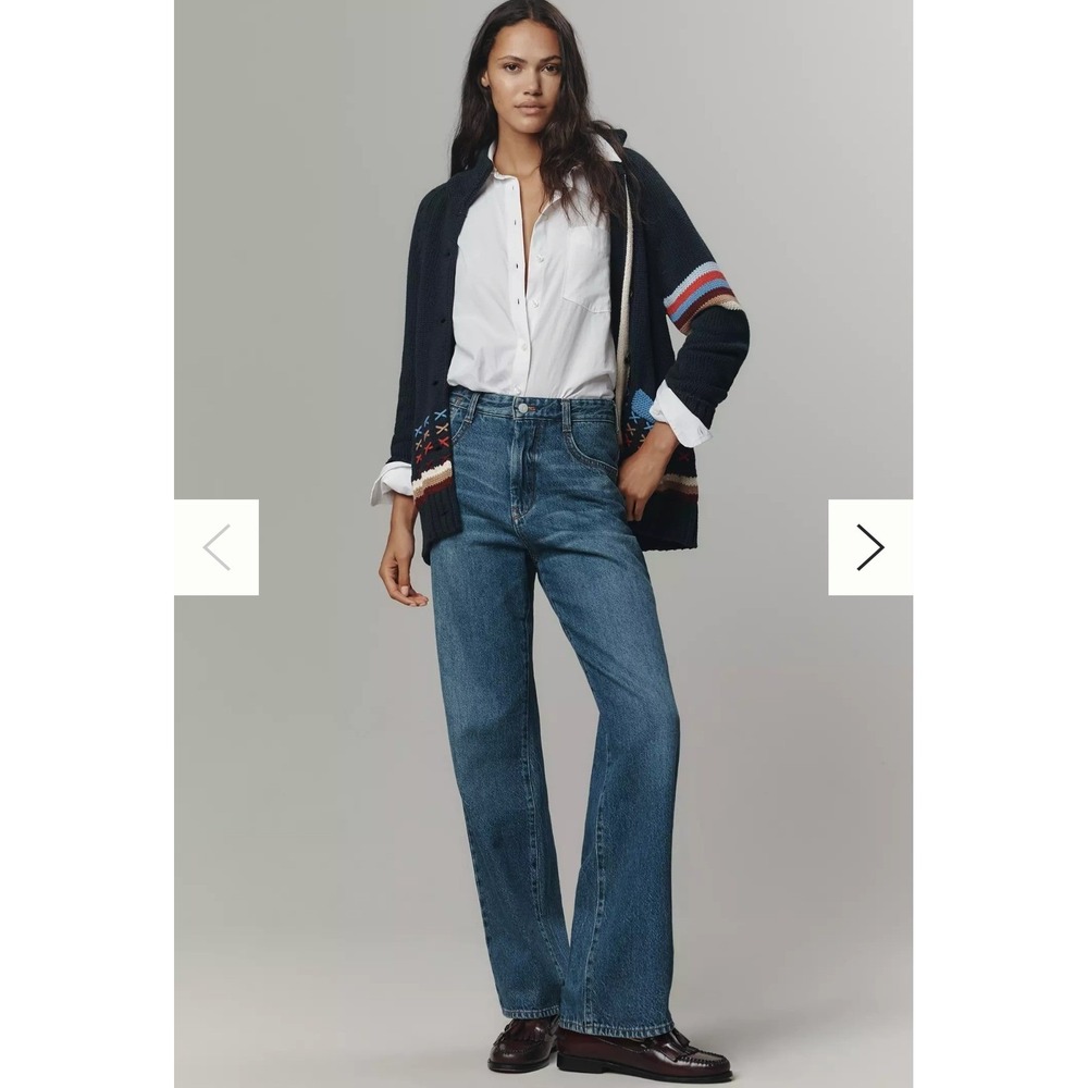 Pilcro Jeans 26 Denim High Rise Wide Leg Trousers Minimalist Capsule Wardrobe
